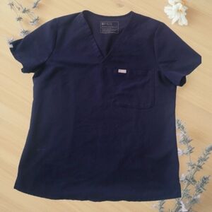 Fig Scrub Top In Navy Blue Sz M